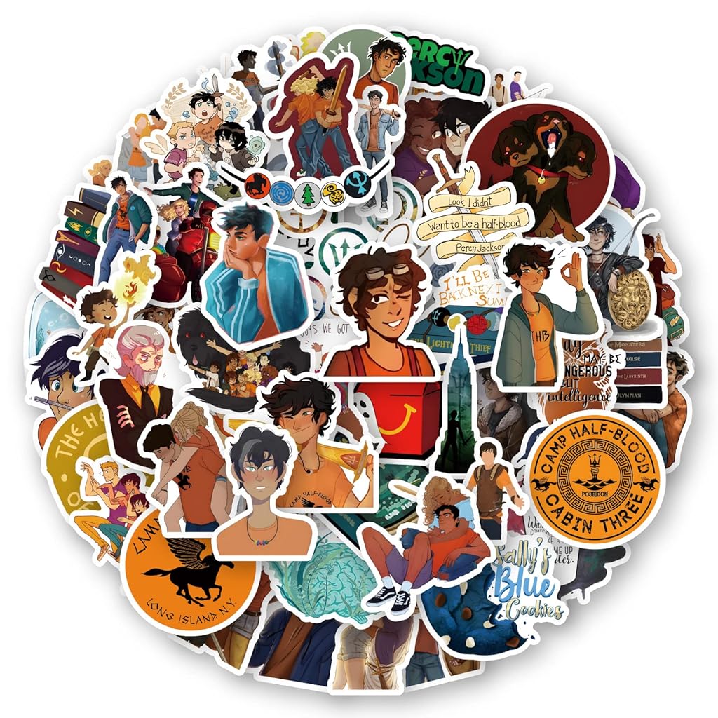 HASTHIP 60Pcs Percy Jackson Stickers, Theme of Movie Stickers Anime Cartoon Waterproof Vinyl Stickers Album Stickers for Water Bottle Luggage, Cute Graffiti Decals for Teens Girls Boys Adults HASTHIP 60Pcs Percy Jackson Stickers, Theme of Movie Stickers Anime Cartoon Waterproof Vinyl Stickers Album Stickers for Water Bottle Luggage, Cute Graffiti Decals for Teens Girls Boys Adults